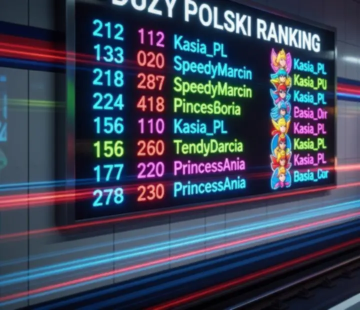 Tablica wyników z najwyższymi rekordami polskich graczy Subway Princess Runner